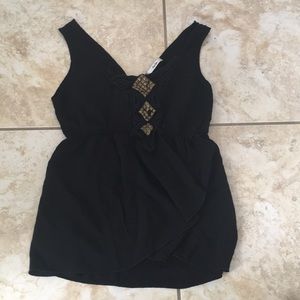 Black, V-Neck Top.